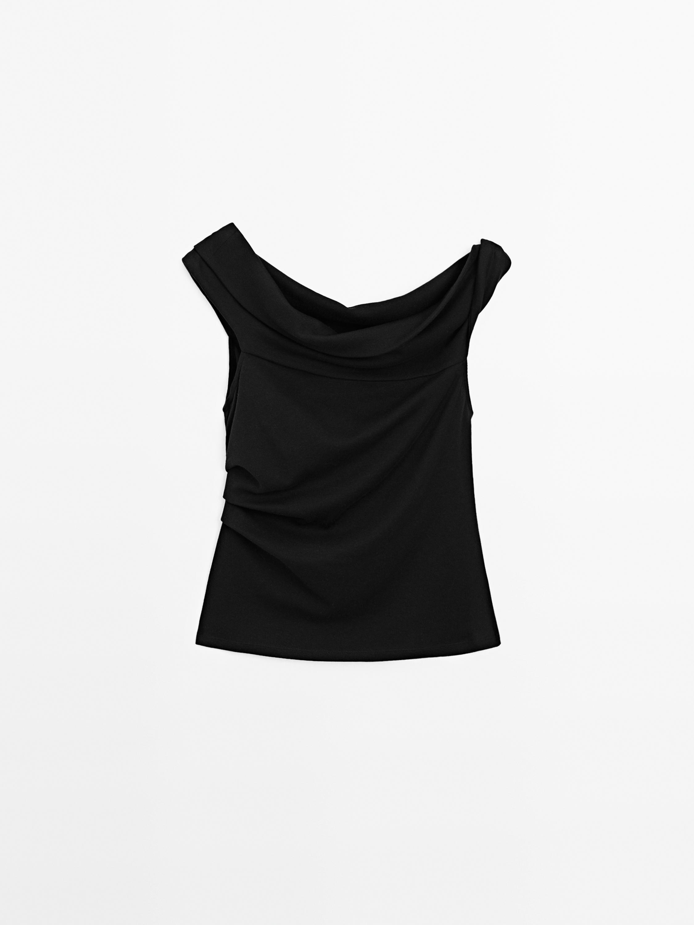 Draped strapless top